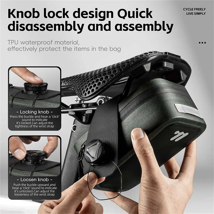WEST BIKING YP0707394 Bike Saddle Bag Self Locking Waterproof Bicycle Seat Pack Portable Tool Storage Pouch - Green - 4