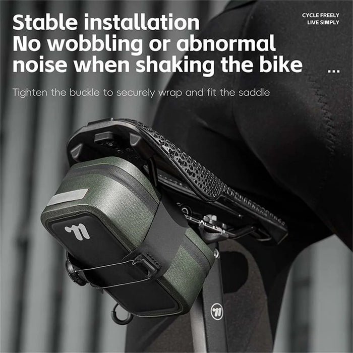 WEST BIKING YP0707394 Bike Saddle Bag Self Locking Waterproof Bicycle Seat Pack Portable Tool Storage Pouch - Green - 5