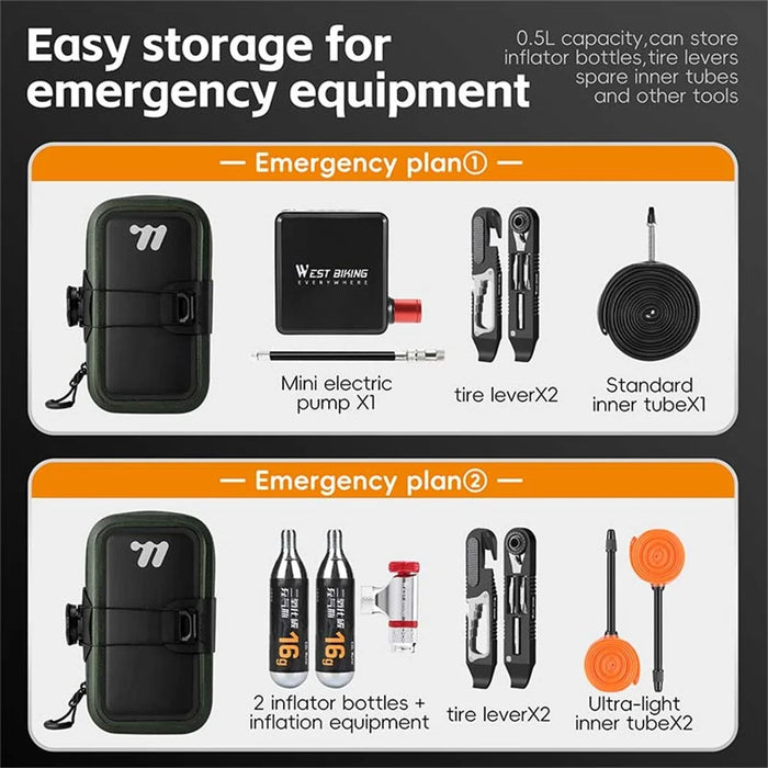 WEST BIKING YP0707394 Bike Saddle Bag Self Locking Waterproof Bicycle Seat Pack Portable Tool Storage Pouch - Green - 7
