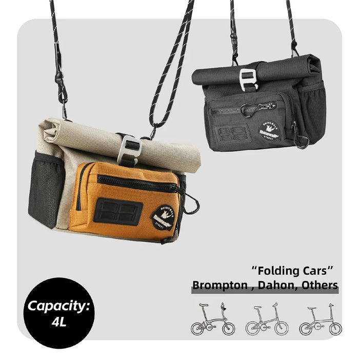 RHINOWALK BCT0201 Waterproof Bike Handlebar Bag 4L Quick Release Front Tube Basket Bag - Khaki - 4