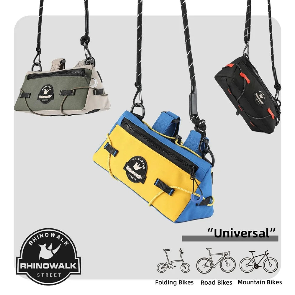 RHINOWALK BCT0202 For Folding Bicycle Handlebar Bag Waterproof Nylon Bike Front Bag with Shoulder Strap - Army Green - 4