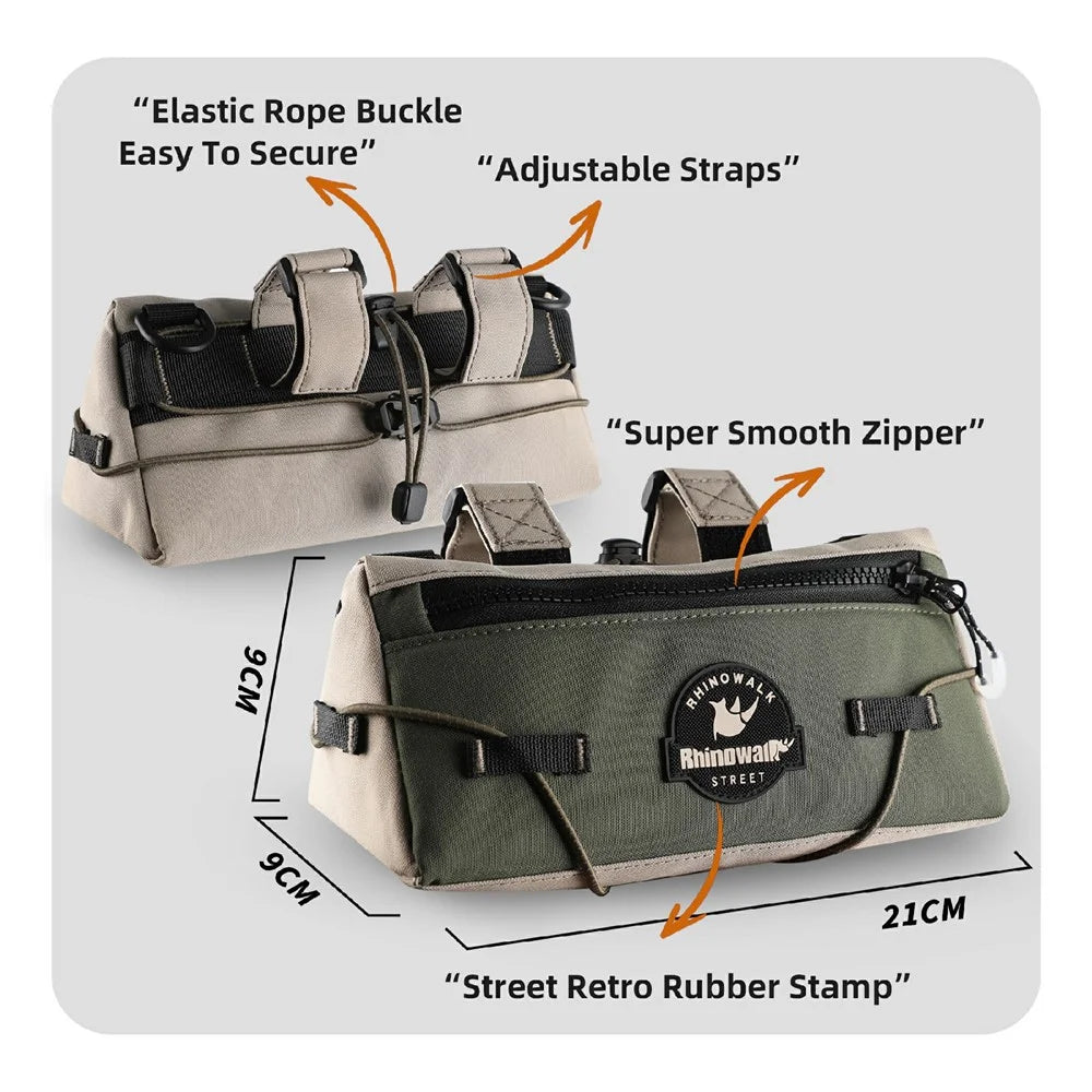 RHINOWALK BCT0202 For Folding Bicycle Handlebar Bag Waterproof Nylon Bike Front Bag with Shoulder Strap - Army Green - 5