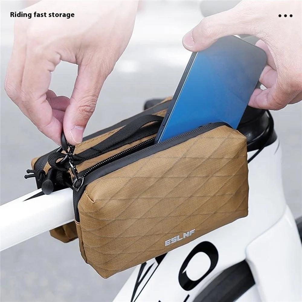ESLNF 07CF0017 Bike Frame Bag Top Tube Bag MTB Road Bicycle Saddle Pack with Shoulder Strap - 4