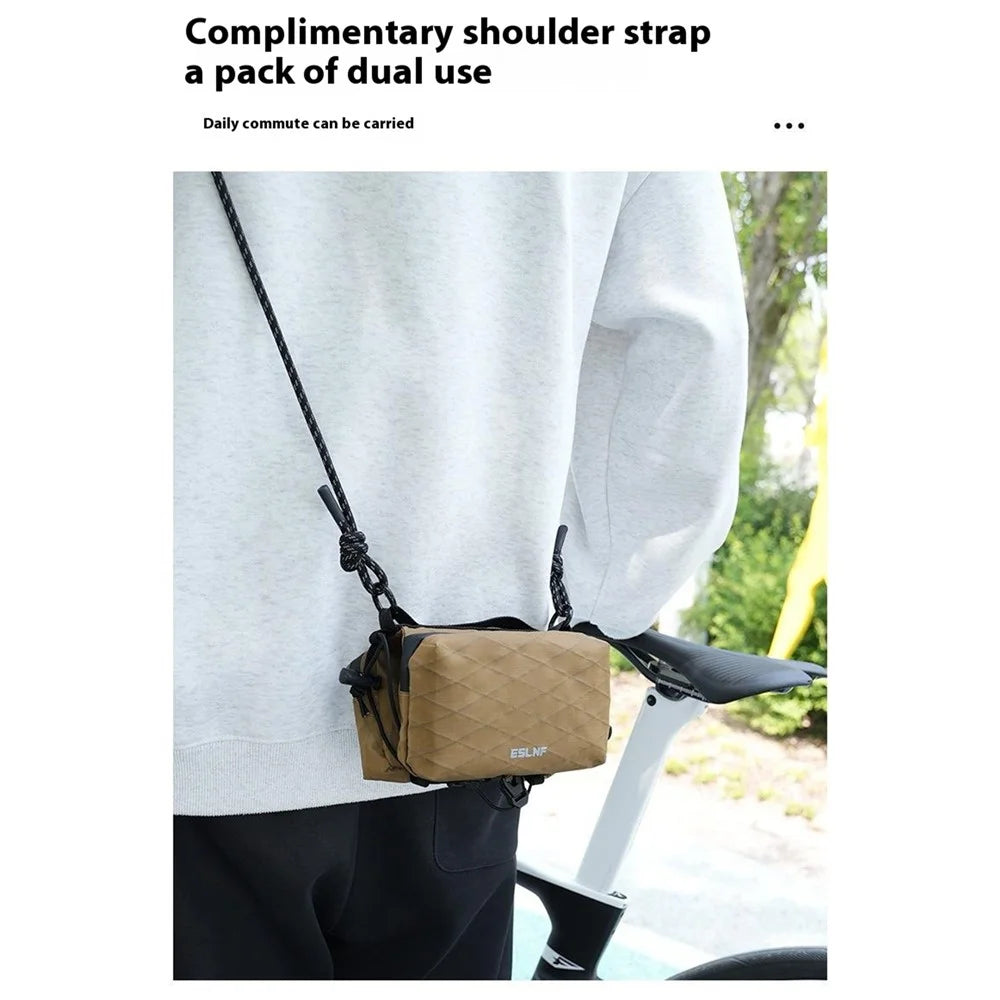 ESLNF 07CF0017 Bike Frame Bag Top Tube Bag MTB Road Bicycle Saddle Pack with Shoulder Strap - 5