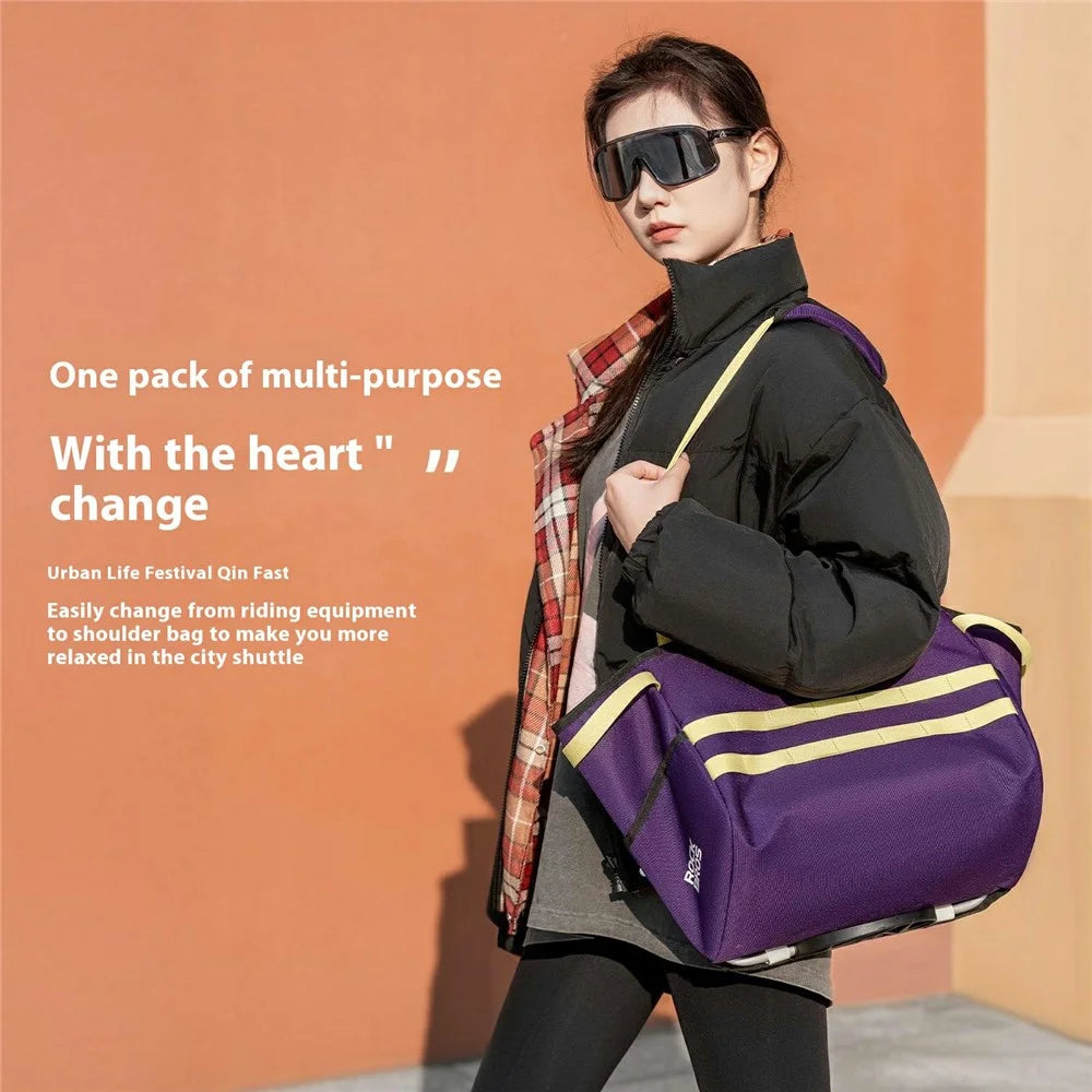 ROCKBROS W016 16L Waterproof Handlebar Bag for Folding Bike Aluminum Frame Cycling Storage Front Basket - Purple - 4