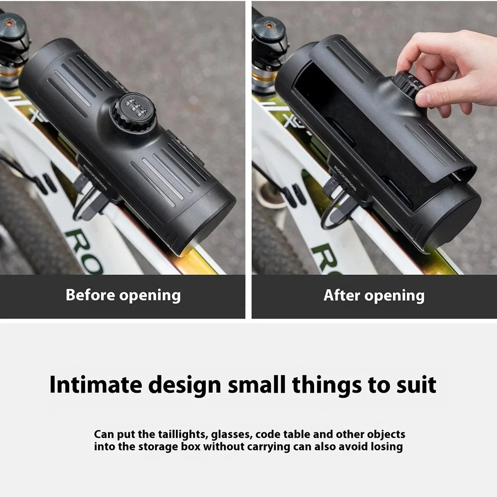 ROCKBROS 30120125 / 89111 Anti Theft Hard Shell Cycling Storage Box with Combination Lock for Mountain Road Bicycle - Black - 6