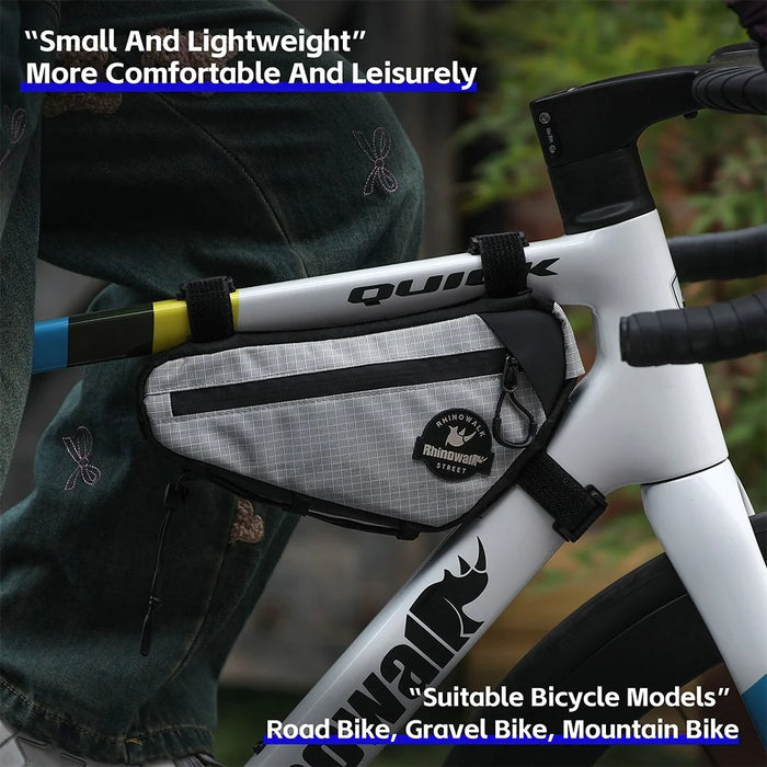 RHINOWALK Road Bike Triangle Frame Bag Waterproof Cycling Bag with Hidden Cable Port - White - 5