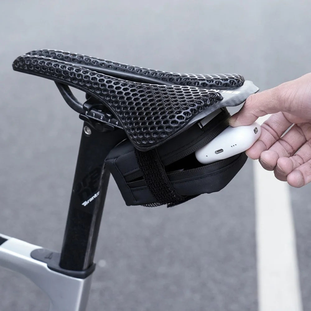 ESLNF 07CI0012 Cycling Equipment Riding Saddle Bag Bike Tool Kit Mini Tail Bag with Valve - Silver - 3