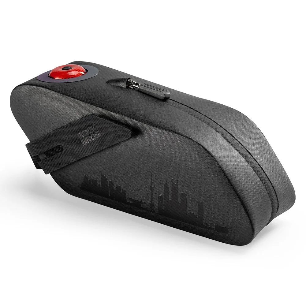 ROCKBROS 0.8L Waterproof Bike Saddle Bag with Smart Brake Sensing Taillight for Night Riding - 1