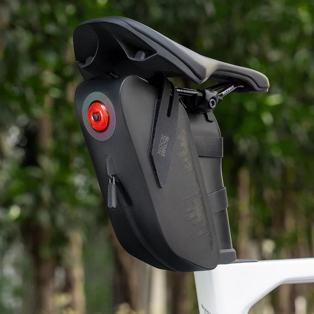 ROCKBROS 0.8L Waterproof Bike Saddle Bag with Smart Brake Sensing Taillight for Night Riding - 4