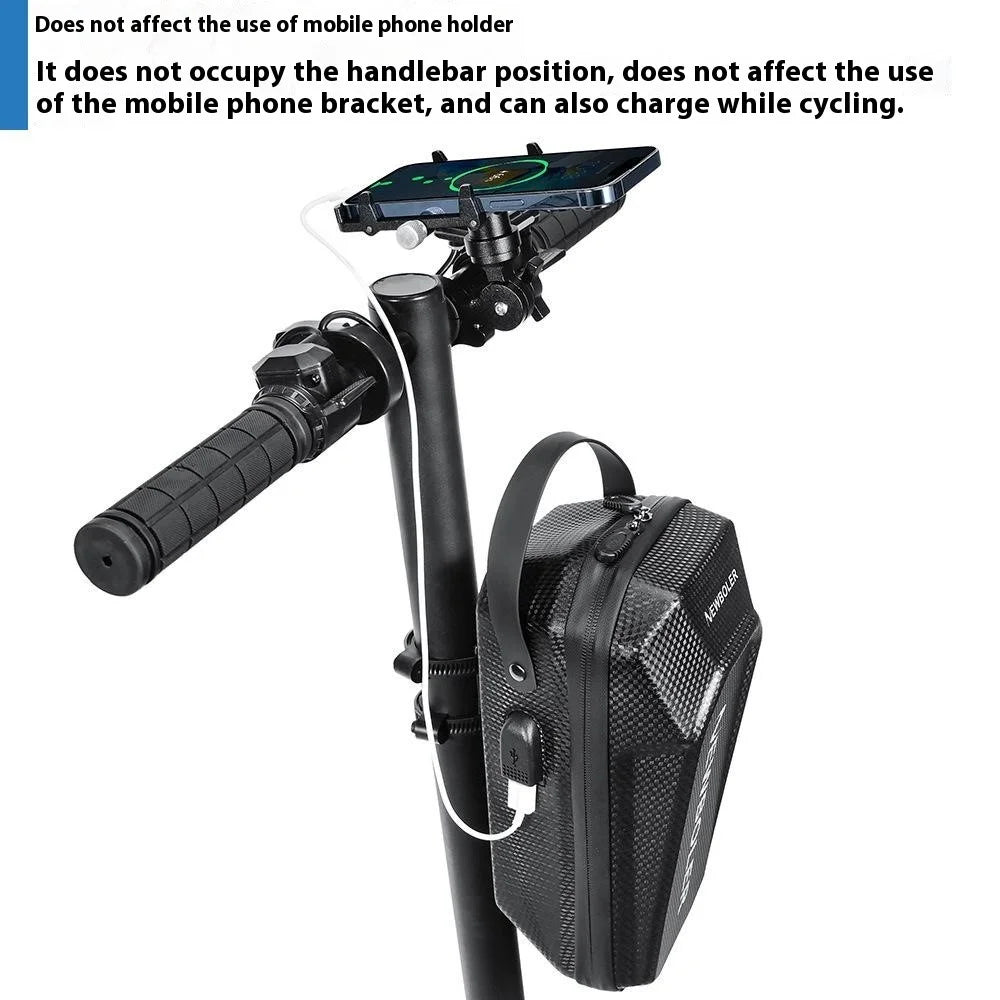 NEWBOLER BIKF-BAG843 3L Electric Scooter Bike Handlebar Hanging Bag EVA Hard Shell Waterproof Storage Pack with USB Port - 4