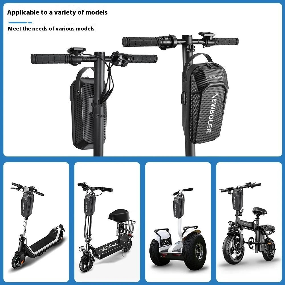 NEWBOLER BIKF-BAG843 3L Electric Scooter Bike Handlebar Hanging Bag EVA Hard Shell Waterproof Storage Pack with USB Port - 7