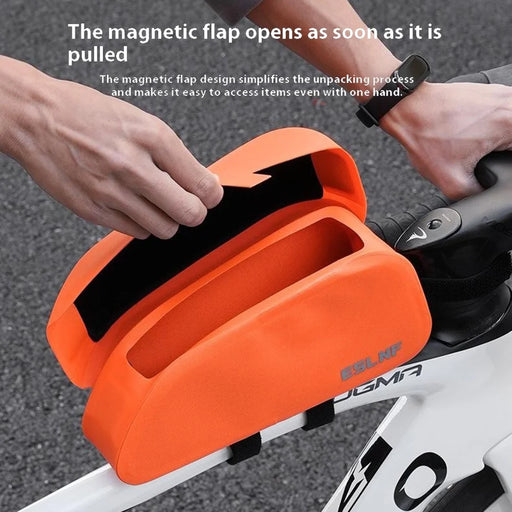 ESLNF 07CF0012 Road Mountain Bike Frame Bag Magnetic Flip Cover TPU Waterproof Bicycle Top Tube Bag - Orange - 2