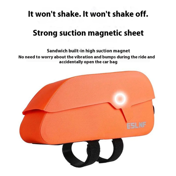 ESLNF 07CF0012 Road Mountain Bike Frame Bag Magnetic Flip Cover TPU Waterproof Bicycle Top Tube Bag - Orange - 3