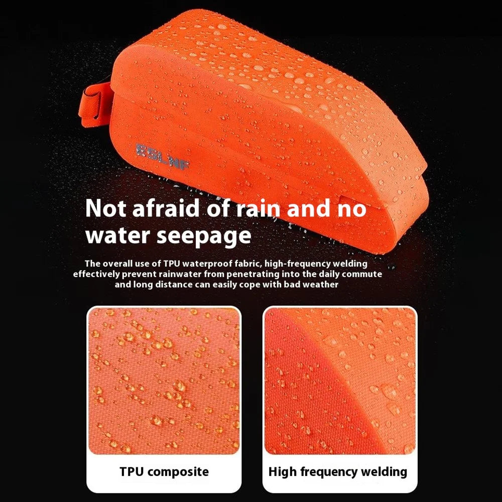 ESLNF 07CF0012 Road Mountain Bike Frame Bag Magnetic Flip Cover TPU Waterproof Bicycle Top Tube Bag - Orange - 5