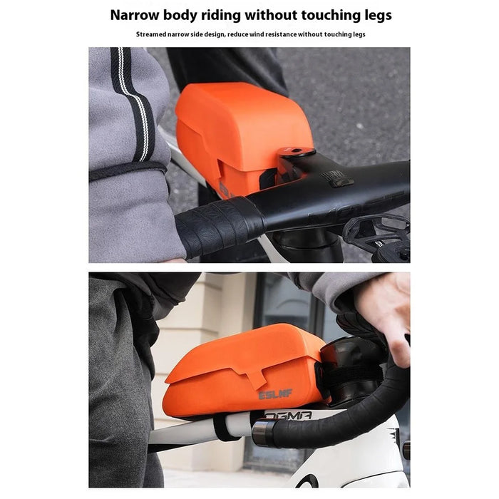 ESLNF 07CF0012 Road Mountain Bike Frame Bag Magnetic Flip Cover TPU Waterproof Bicycle Top Tube Bag - Orange - 7