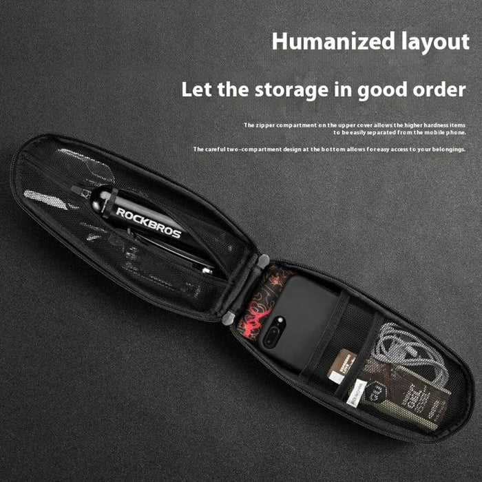 ROCKBROS B60 Bike Frame Bag 1L Waterproof Mountain Road Bicycle Top Tube Hardshell Storage Bag - 3