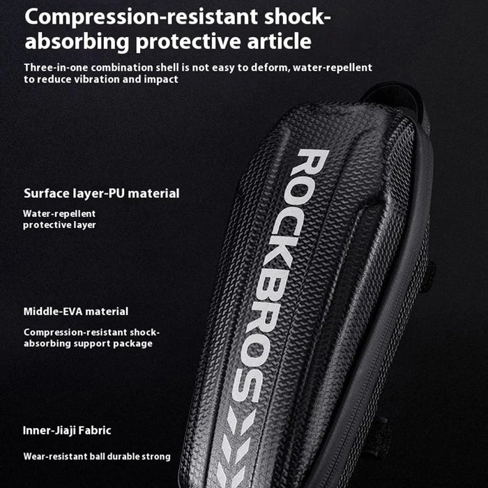 ROCKBROS B61 Bike Frame Bag 1.5L Waterproof Mountain Road Bicycle Top Tube Hardshell Storage Bag - 7