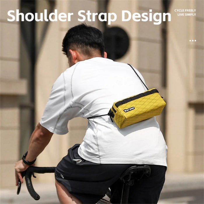 WEST BIKING YP0707408 2L Bicycle Handlebar Bag MTB Road Bike Front Frame Storage Pouch Crossbody Bag - Yellow - 3