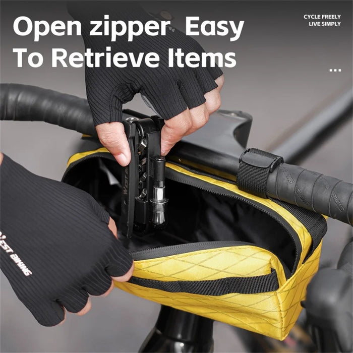 WEST BIKING YP0707408 2L Bicycle Handlebar Bag MTB Road Bike Front Frame Storage Pouch Crossbody Bag - Yellow - 4