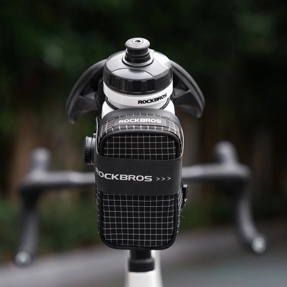 ROCKBROS Bicycle Saddle Bag Knob Self-Locking Road Bike Seatpost Cycling Water Bottle Holder - Black - 5
