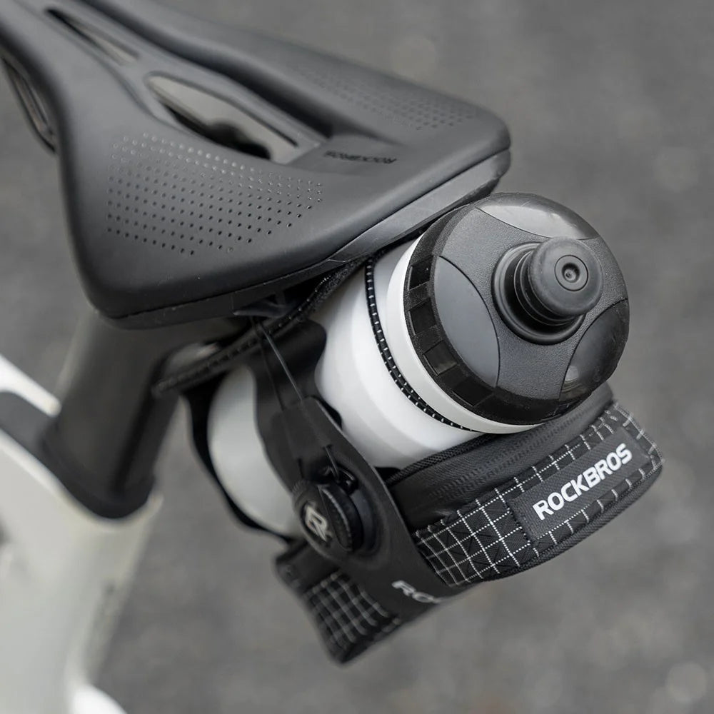 ROCKBROS Bicycle Saddle Bag Knob Self-Locking Road Bike Seatpost Cycling Water Bottle Holder - Black - 6