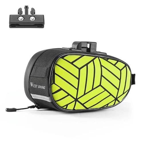WEST BIKING YP0707362 1.2L Reflective Saddle Bag for Mountain Road Bike Quick Release Seat Post Pack - Green - 1