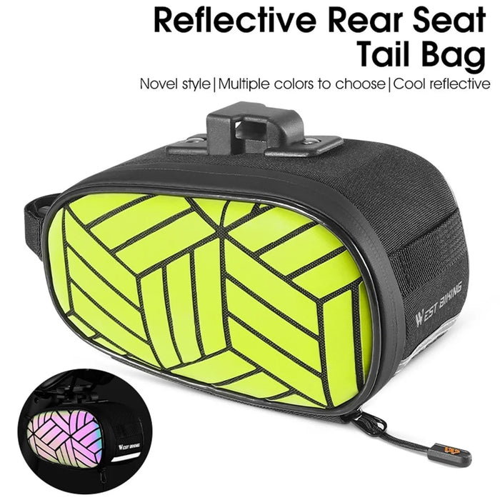 WEST BIKING YP0707362 1.2L Reflective Saddle Bag for Mountain Road Bike Quick Release Seat Post Pack - Green - 3