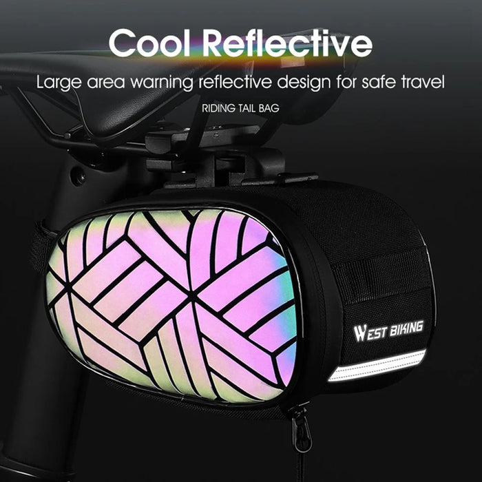 WEST BIKING YP0707362 1.2L Reflective Saddle Bag for Mountain Road Bike Quick Release Seat Post Pack - Green - 5