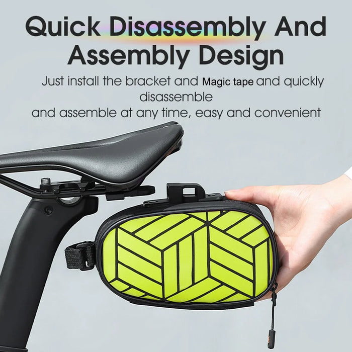 WEST BIKING YP0707362 1.2L Reflective Saddle Bag for Mountain Road Bike Quick Release Seat Post Pack - Green - 6