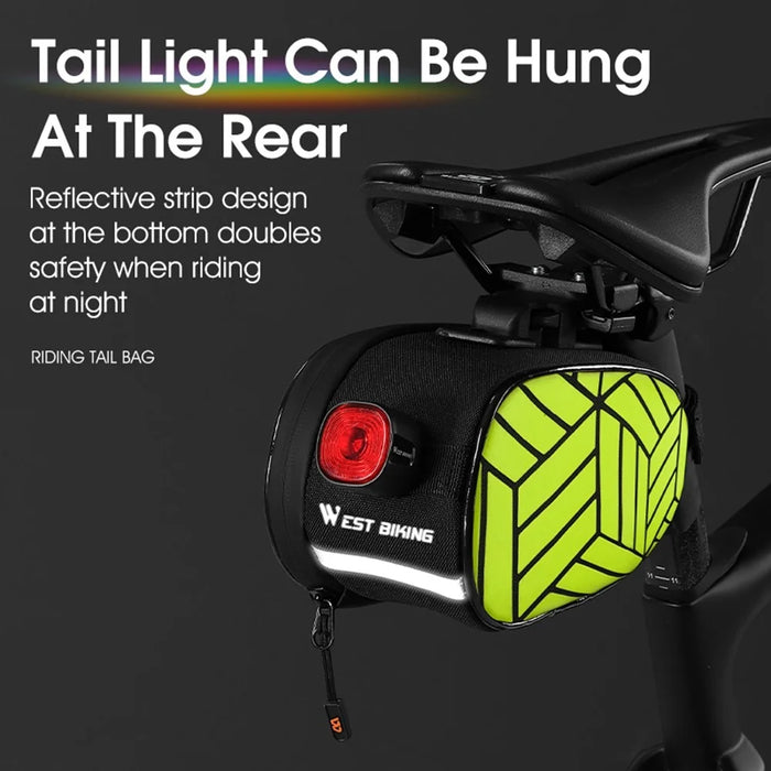 WEST BIKING YP0707362 1.2L Reflective Saddle Bag for Mountain Road Bike Quick Release Seat Post Pack - Green - 7
