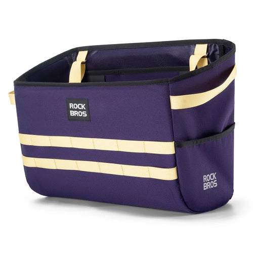 ROCKBROS For Brompton Folding Bike Handlebar Front Bag Commuting Cycling 16L Waterproof Storage Basket - Purple - 1
