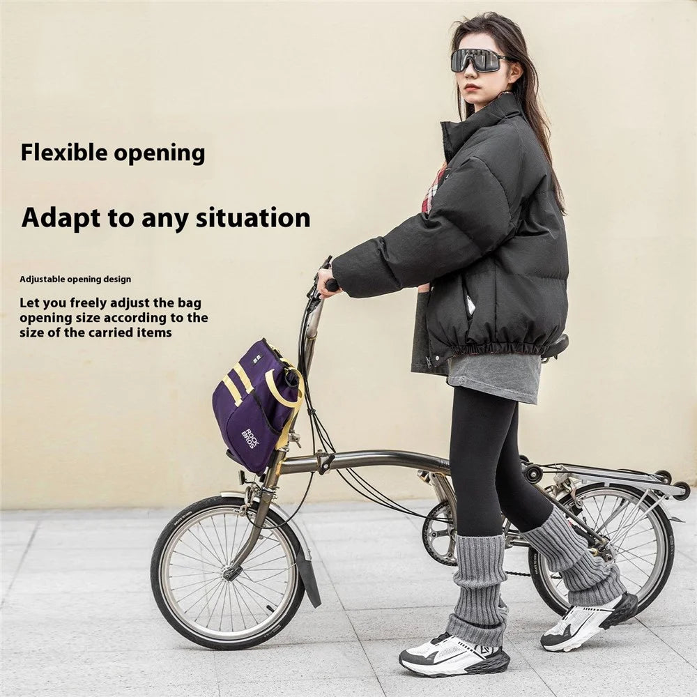 ROCKBROS For Brompton Folding Bike Handlebar Front Bag Commuting Cycling 16L Waterproof Storage Basket - Purple - 2