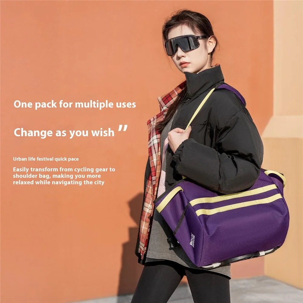 ROCKBROS For Brompton Folding Bike Handlebar Front Bag Commuting Cycling 16L Waterproof Storage Basket - Purple - 3