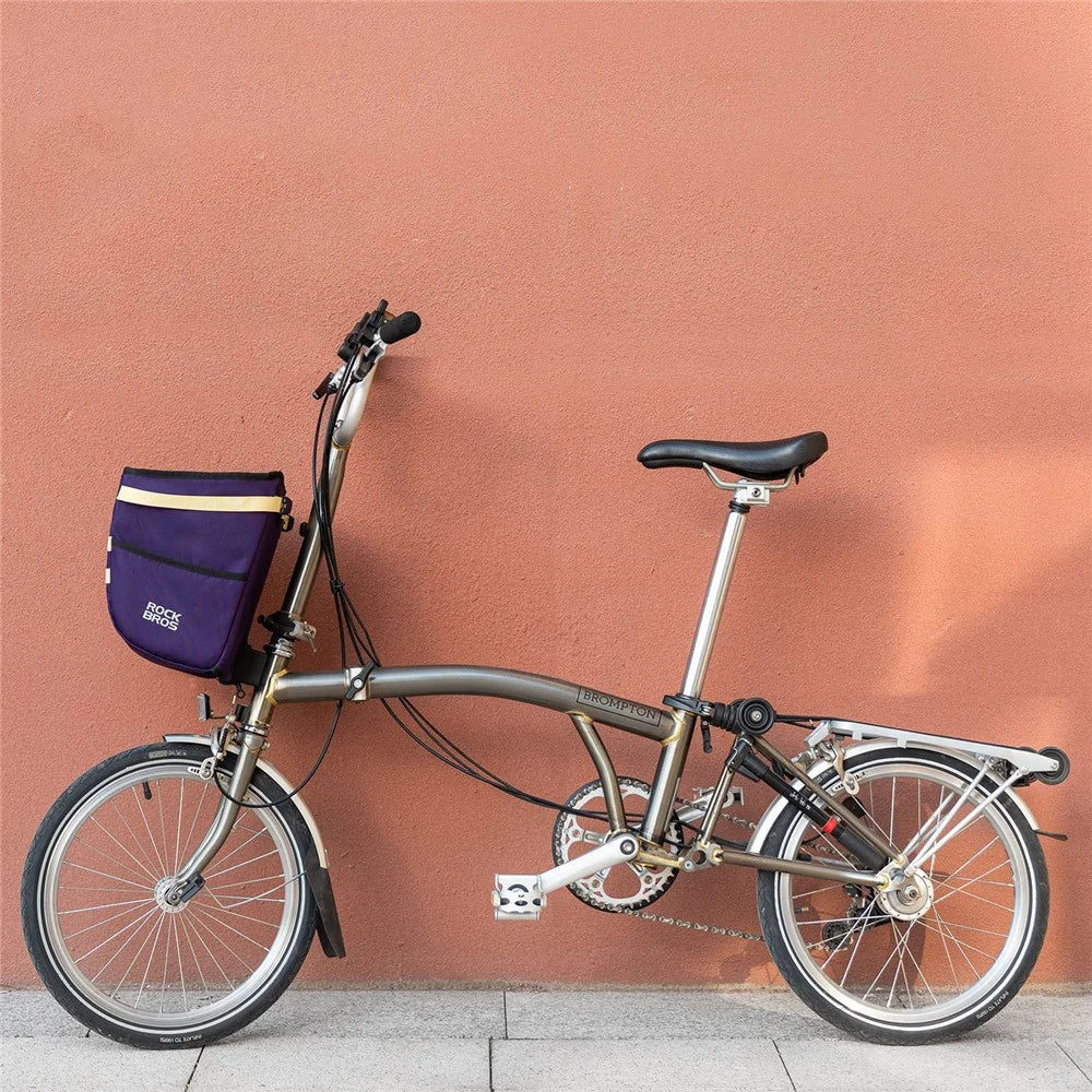ROCKBROS For Brompton Folding Bike Handlebar Front Bag Commuting Cycling 16L Waterproof Storage Basket - Purple - 5