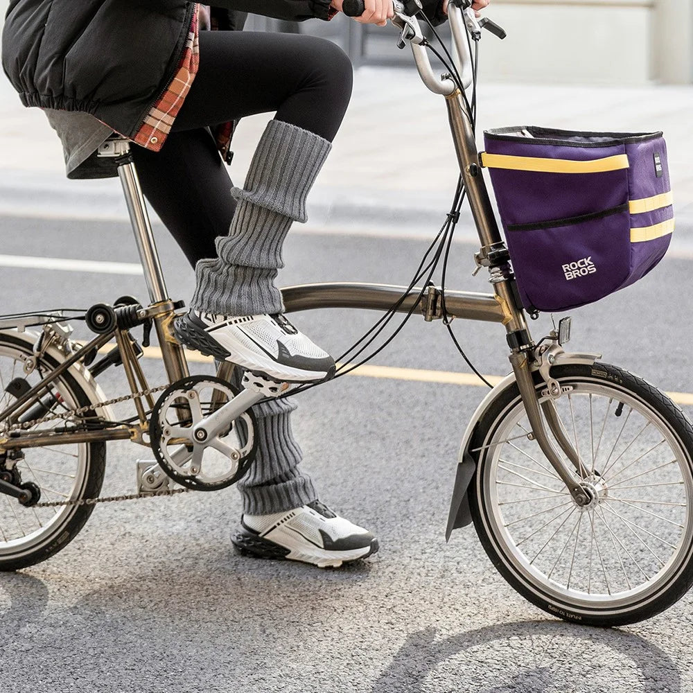 ROCKBROS For Brompton Folding Bike Handlebar Front Bag Commuting Cycling 16L Waterproof Storage Basket - Purple - 6