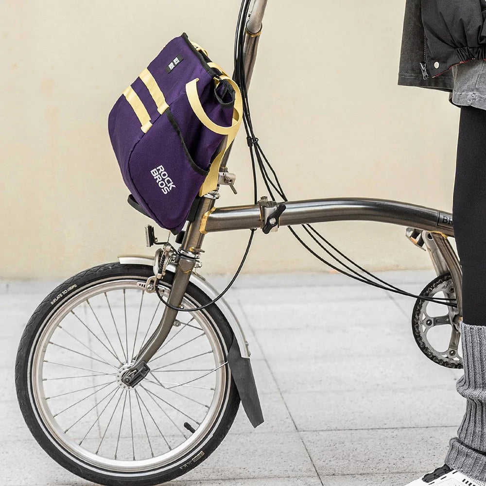 ROCKBROS For Brompton Folding Bike Handlebar Front Bag Commuting Cycling 16L Waterproof Storage Basket - Purple - 7