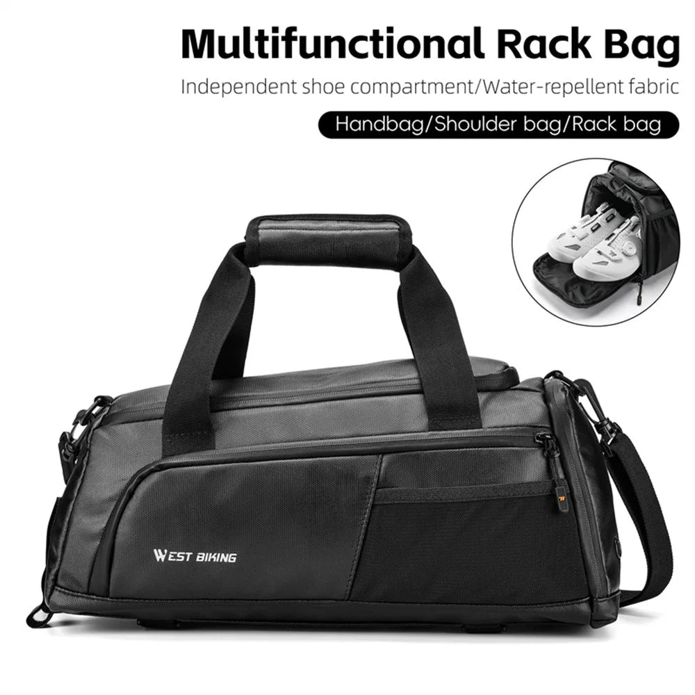 WEST BIKING YP0707413 Bicycle Rear Rack 13L Large Capacity Pannier Bag Outdoor Travel Storage Bag - Black - 2