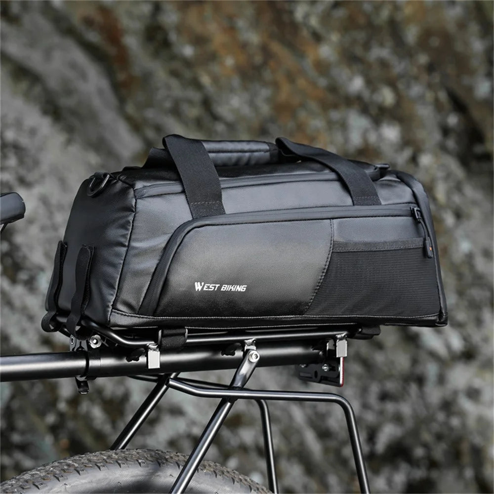 WEST BIKING YP0707413 Bicycle Rear Rack 13L Large Capacity Pannier Bag Outdoor Travel Storage Bag - Black - 4