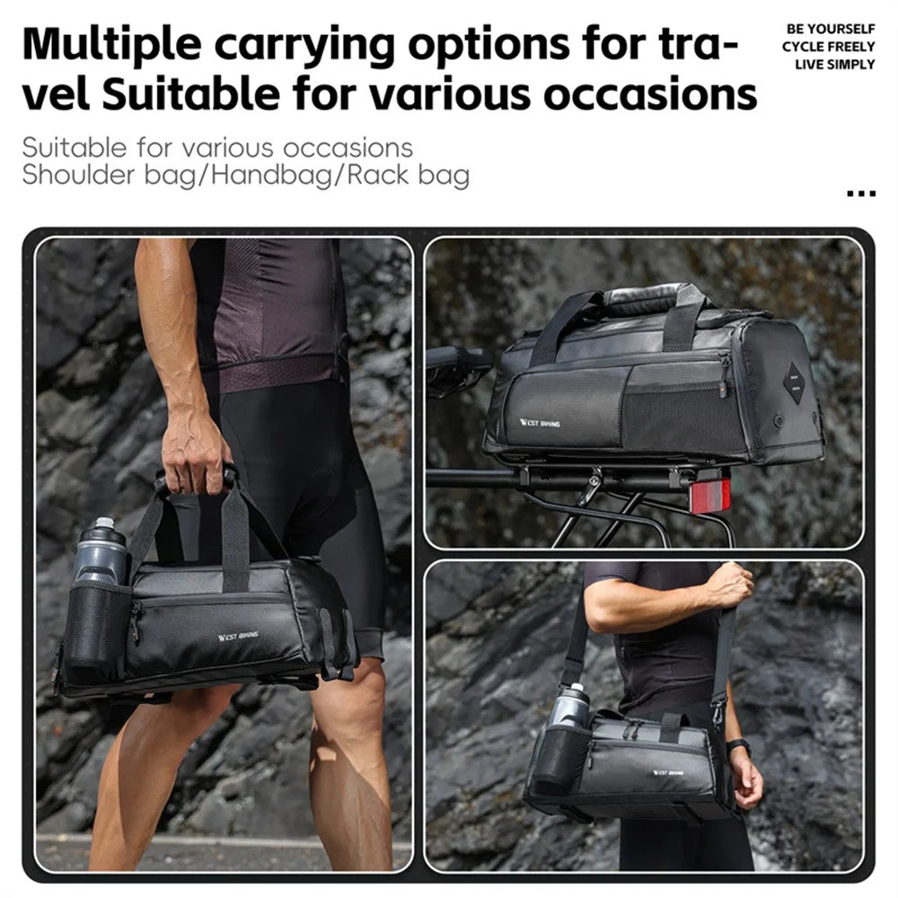 WEST BIKING YP0707413 Bicycle Rear Rack 13L Large Capacity Pannier Bag Outdoor Travel Storage Bag - Black - 6