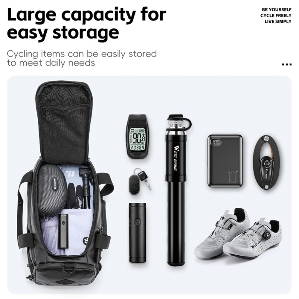 WEST BIKING YP0707413 Bicycle Rear Rack 13L Large Capacity Pannier Bag Outdoor Travel Storage Bag - Black - 7