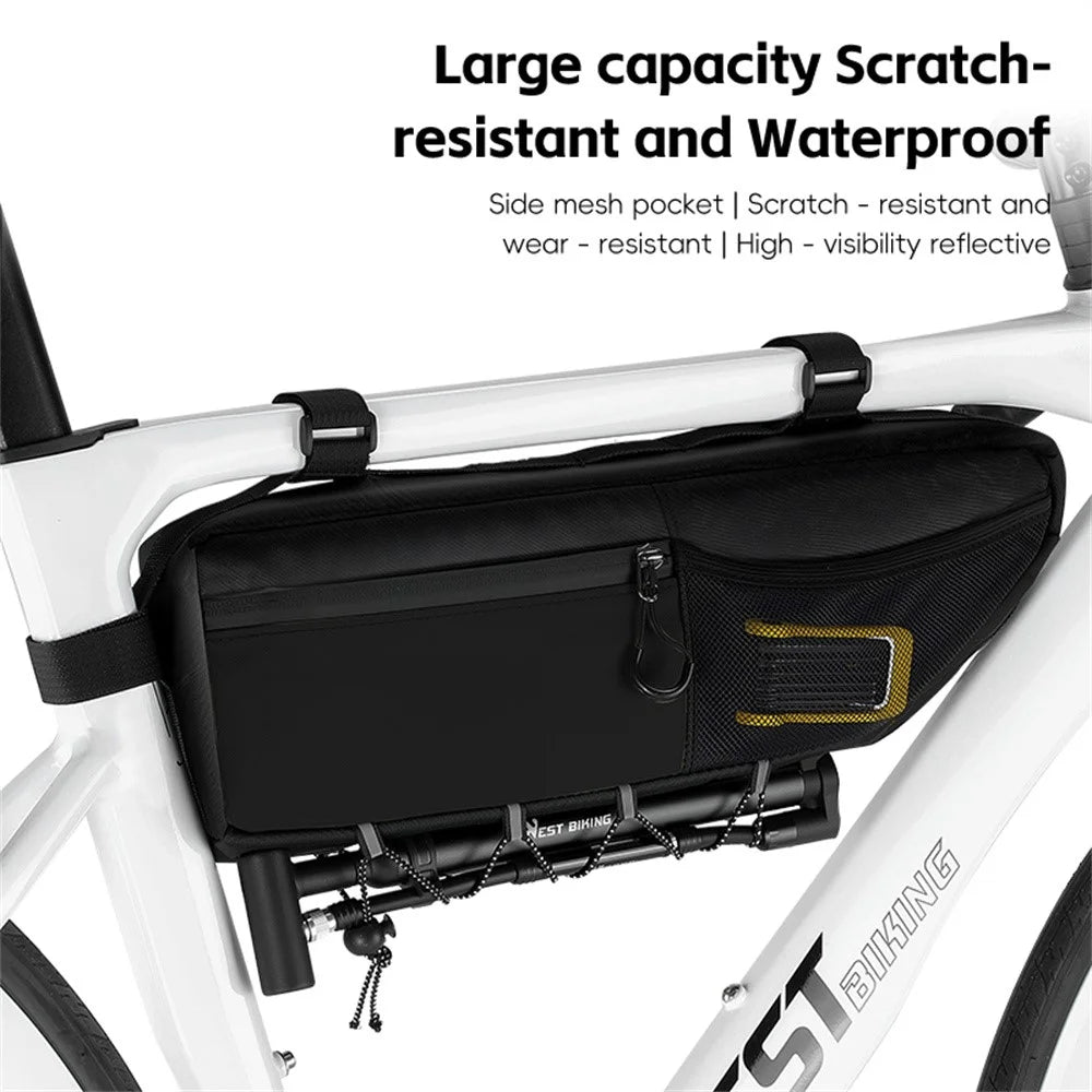 WEST BIKING YP0707415 2.6L Bike Frame Bag Oxford Fabric Waterproof Cycling Top Tube Bag - Black - 3