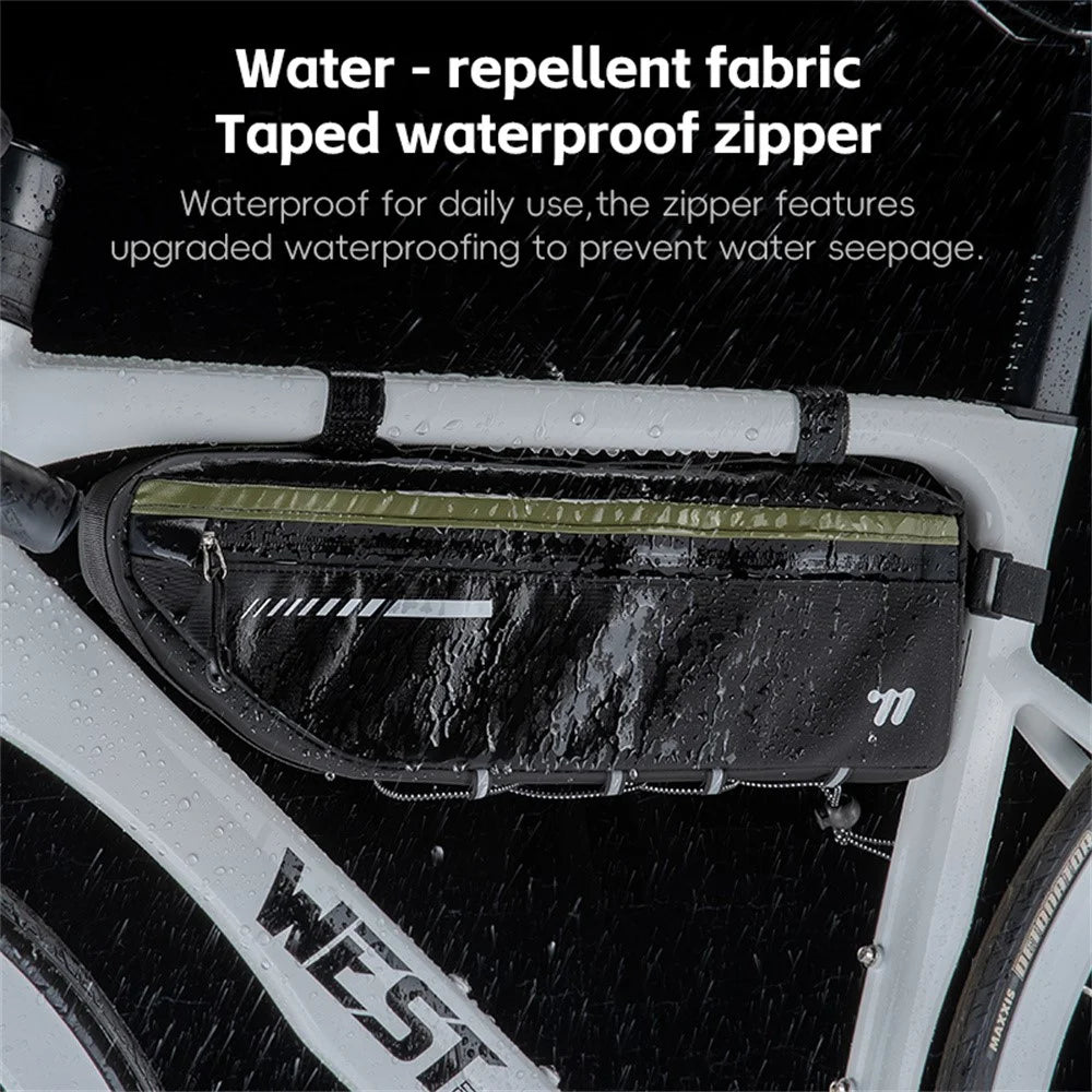 WEST BIKING YP0707415 2.6L Bike Frame Bag Oxford Fabric Waterproof Cycling Top Tube Bag - Black - 6