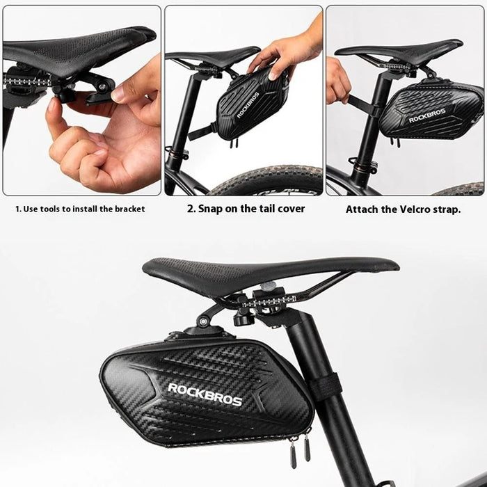 ROCKBROS Mountain Road Bike 1.5L Hardshell Seat Post Bag Waterproof Saddle Pack - 6