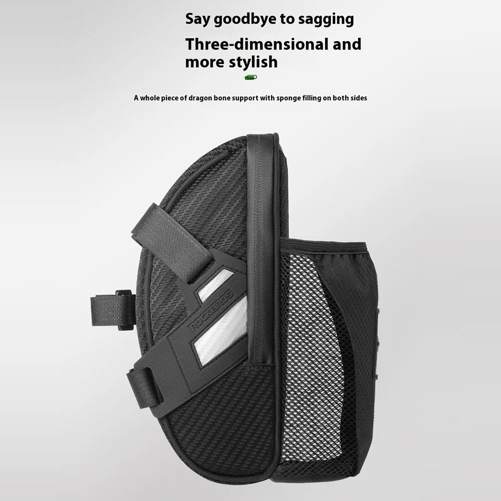 ROCKBROS 1L Water Bottle Bag for Bicycle Tail Pack Bike Rear Seat Saddle Bag with Reflective Strips - 6