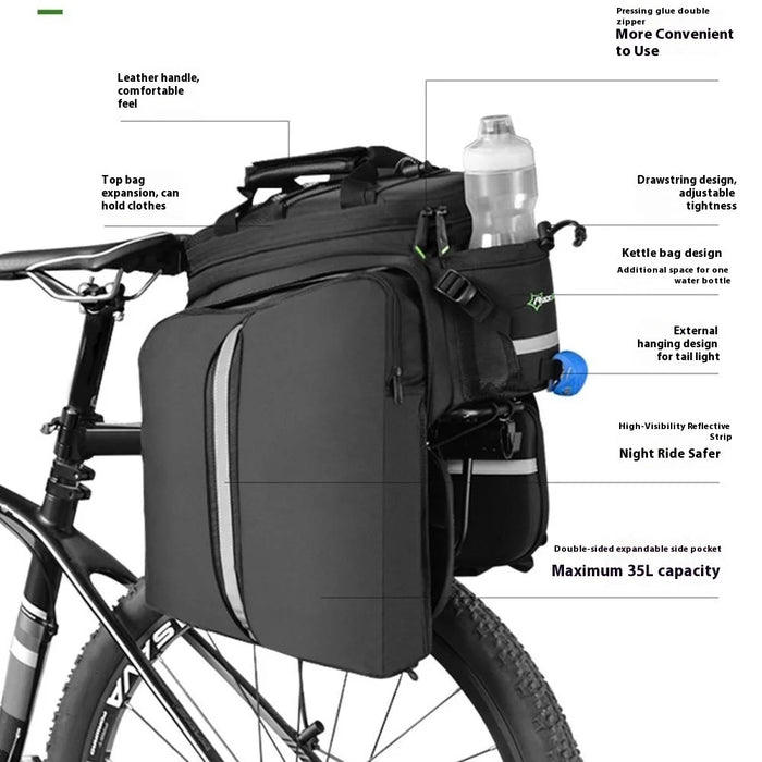 ROCKBROS A6 35L Expandable Bicycle Rear Rack Bag Mountain Bike Pannier Pack with Rain Cover - 3