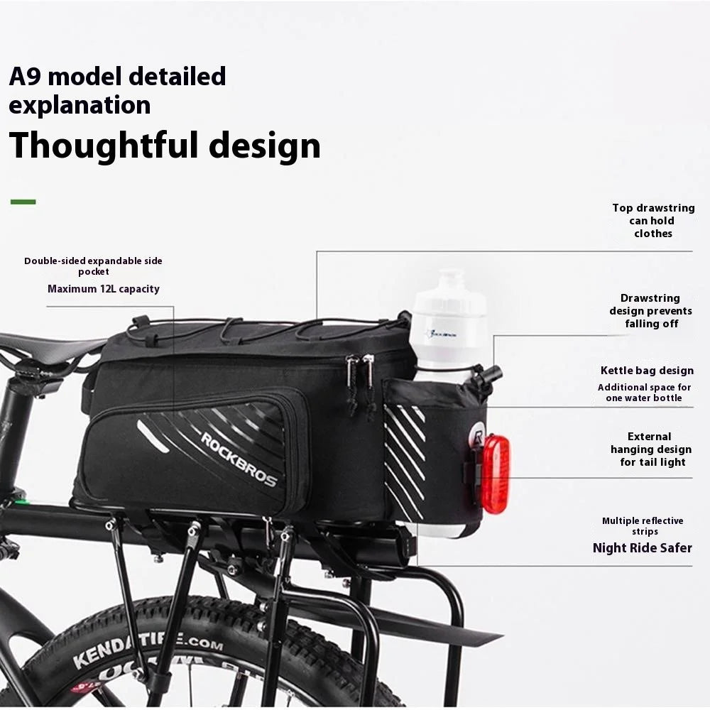 ROCKBROS A69 Expandable Bicycle Carrier Bag Reflective MTB Bike Rack Pannier Bag with Rain Cover - 4