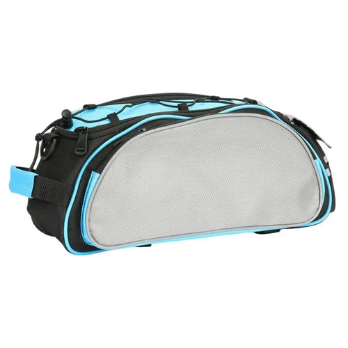 13L Large Capacity Bike Rack Bag 600D Polyester Bicycle Rear Seat Bag with Shoulder Strap Cycling Backseat Bag - Blue+Grey - 1