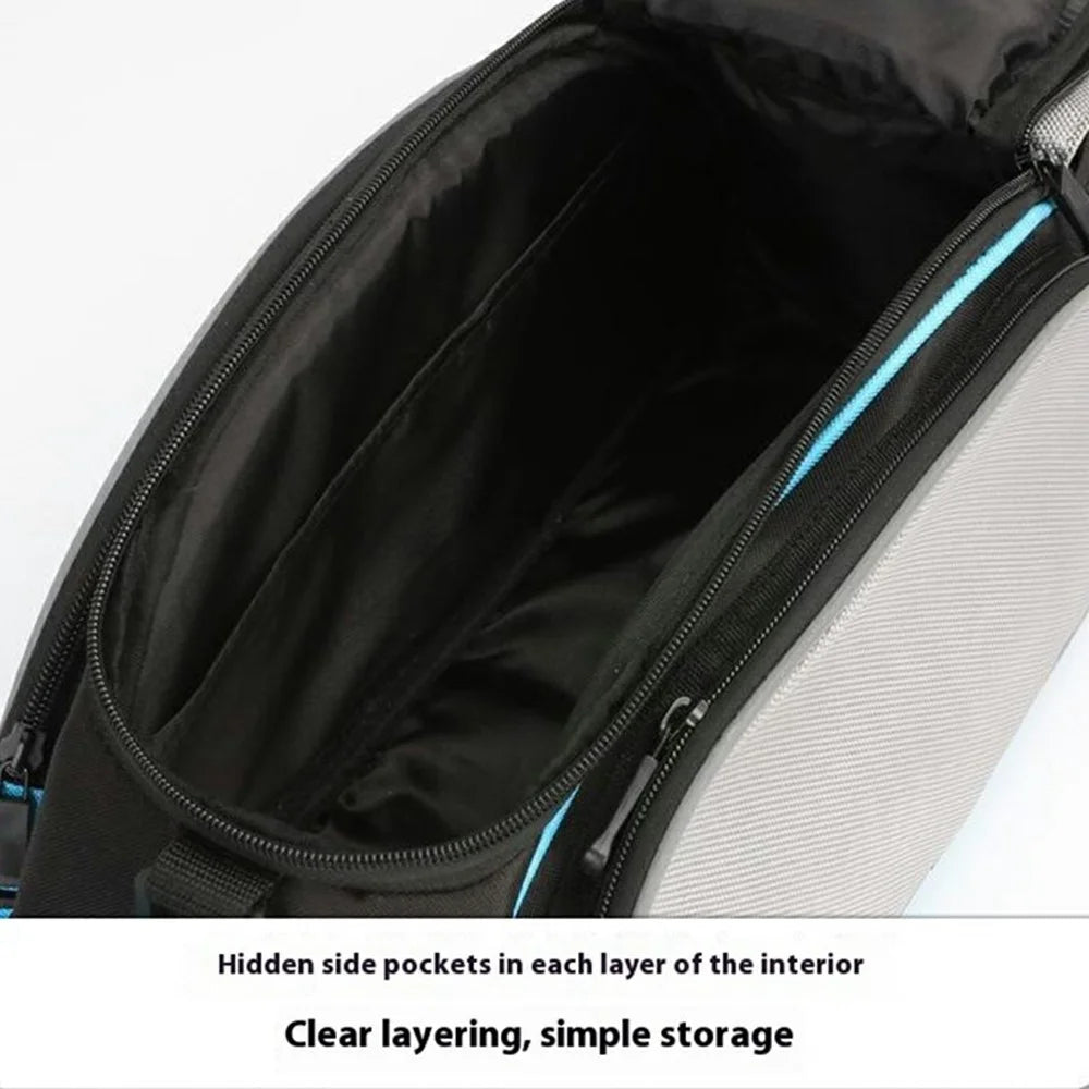 13L Large Capacity Bike Rack Bag 600D Polyester Bicycle Rear Seat Bag with Shoulder Strap Cycling Backseat Bag - Blue+Grey - 3