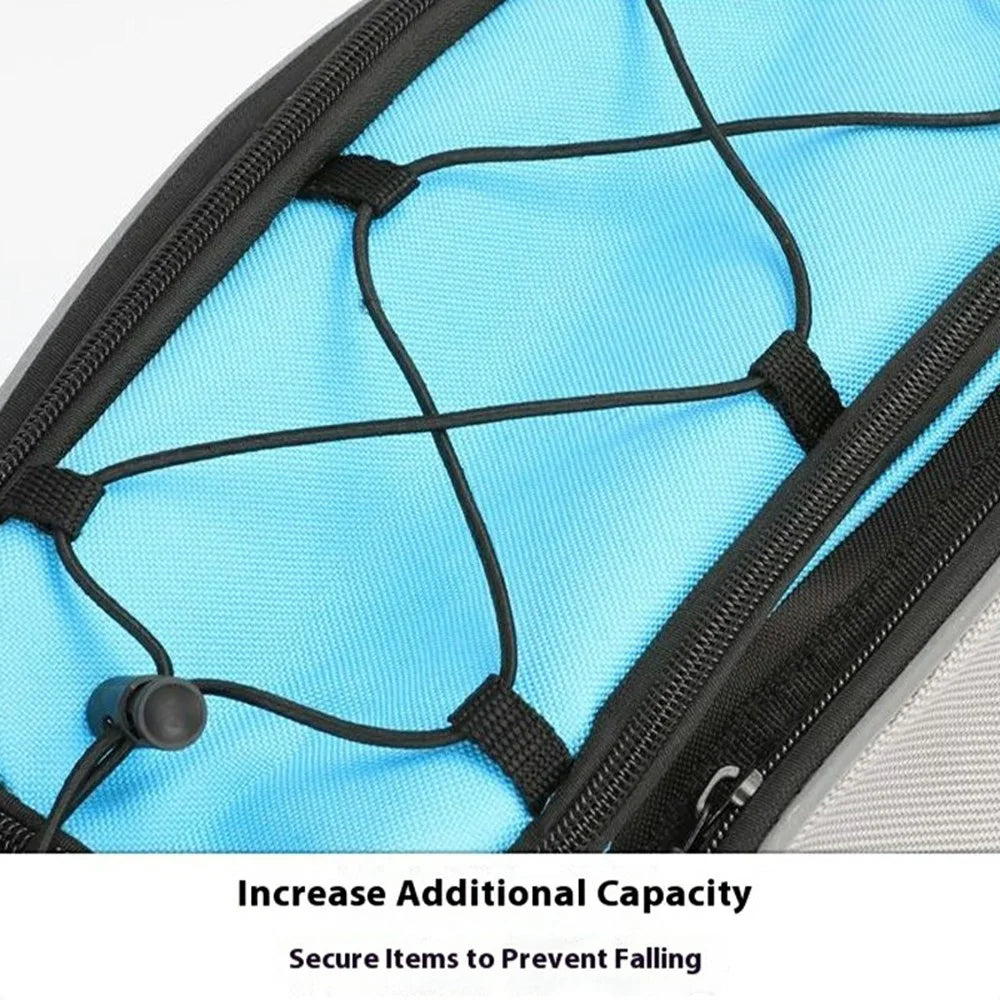 13L Large Capacity Bike Rack Bag 600D Polyester Bicycle Rear Seat Bag with Shoulder Strap Cycling Backseat Bag - Blue+Grey - 7